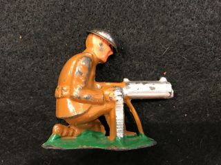 Vintage Barclay/manoil Lead Toy Soldier With Silver Machine Gun