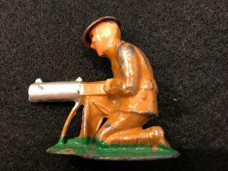 VINTAGE BARCLAY/MANOIL LEAD TOY SOLDIER WITH SILVER MACHINE GUN 2
