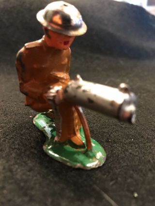 VINTAGE BARCLAY/MANOIL LEAD TOY SOLDIER WITH SILVER MACHINE GUN 5