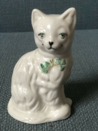 Vintage Belleek Ireland Cat Figurine Shamrock 4 " Kitten