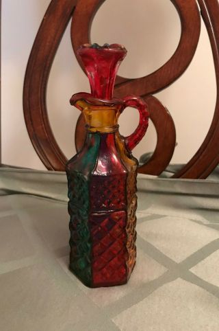Vintage Decorative Colored Glass Decanter 7.  5 " Tall L@@k