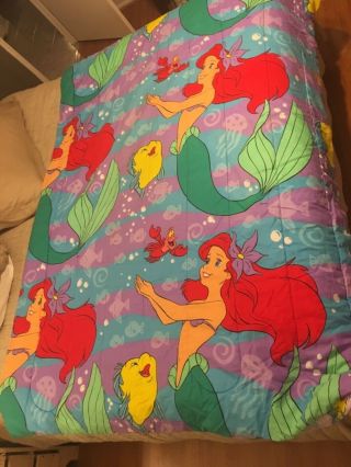 Vintage Disney Little Mermaid Twin Comforter Bedding Reversible 90s Mermaid