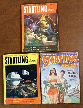 3 Issues Startling Stories Pulp Magazines Science Fiction Leinster,  1952 - 53