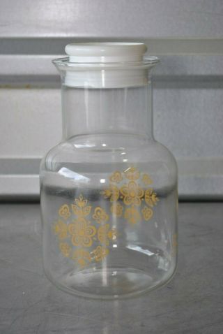 Vintage Pyrex Gold Butterfly Floral Glass Carafe Pitcher 56 Oz 3456 - 1