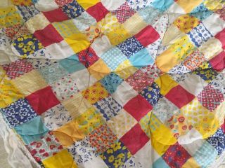 Vintage Baby Quilt Patchwork Style Primary Colors Crib Toddler Bed Primitive 6
