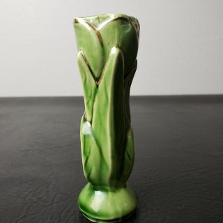 Vintage Shawnee Pottery Green & Gold Tulip Vase No.  1115 Stoneware USA 4