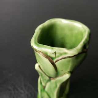 Vintage Shawnee Pottery Green & Gold Tulip Vase No.  1115 Stoneware USA 5