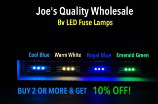 (50) 8v Fuse Lamps - Cool Blue/warm White 3x Leds Vintage Receiver 2230 4230 2220