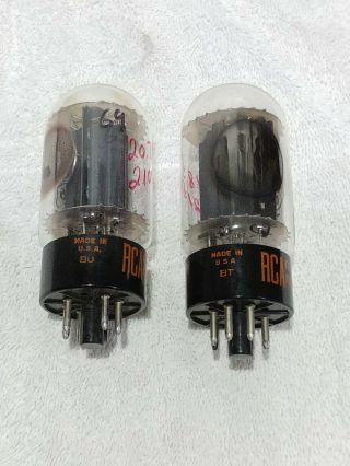 Vintage Low Testing Current Matched Pair Rca Black Plate 6l6gc