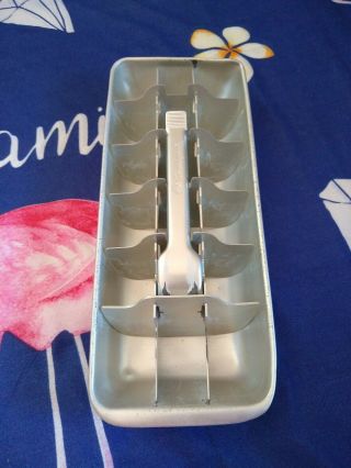 Vtg Whirlpool Rca Aluminum Metal Ice Cube Tray 18 Cubes Quick Release Lever