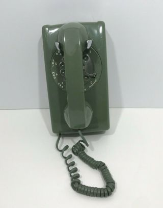 Western Electric Bell System Green Wall Rotary Dial Phone Vintage