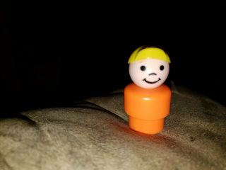 Vintage Fisher Price Little People Happy Boy With Yellow Cap Plastic