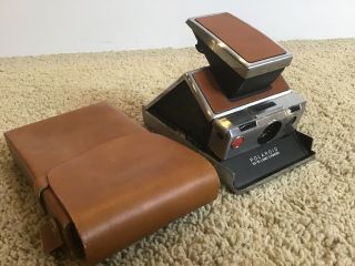 Vintage Polaroid Sx - 70 Land Camera Tan W/ Case Leather