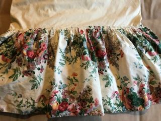 Vintage Croscill English Garden Queen Bedskirt Cottage Shabby Chic Floral Ribbon