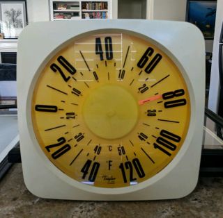 Vintage Retro Taylor Sybron Outdoor Patio Thermometer White/beige And Yellow