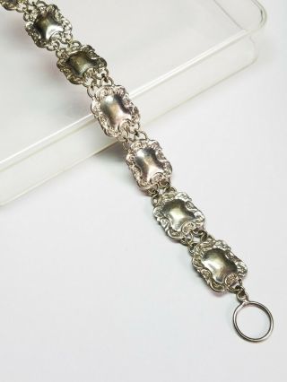 Vintage 925 Sterling Silver Panel Link Toggle Bracelet