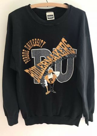 Vtg 80s 90s Purdue Boilermakers Purdue Pete Crewneck College Sweatshirt Xl Black