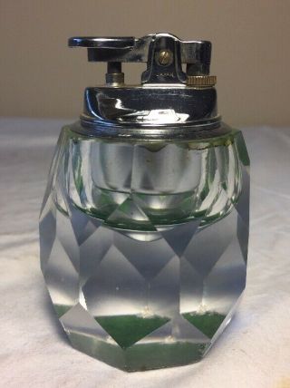 Vintage Clear Glass Table Gas Lighter Made In Japan