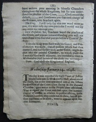 SPEECHES TRYAL CHARLES I 1649 ENGLISH CIVIL WAR Court Proceeding JAN 25 Mabbot 10