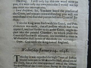 SPEECHES TRYAL CHARLES I 1649 ENGLISH CIVIL WAR Court Proceeding JAN 25 Mabbot 11