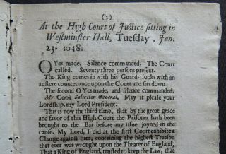 SPEECHES TRYAL CHARLES I 1649 ENGLISH CIVIL WAR Court Proceeding JAN 25 Mabbot 2