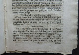 SPEECHES TRYAL CHARLES I 1649 ENGLISH CIVIL WAR Court Proceeding JAN 25 Mabbot 6