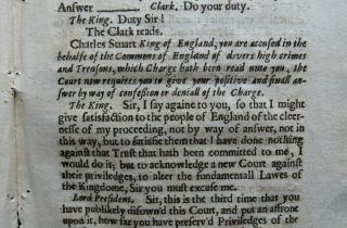 SPEECHES TRYAL CHARLES I 1649 ENGLISH CIVIL WAR Court Proceeding JAN 25 Mabbot 9