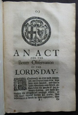 CROMWELL ACT 1657 LORDS DAY RULES Commonwealth BAN SINGING MAYPOLE DANCING ALE 5
