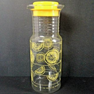 Pyrex Vintage Tall Juice Carafe Lemon Pitcher With Lid