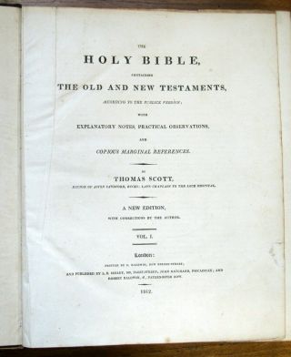 Fine Bindings 6 Volume Holy Bible By Thomas Scott,  1812.  Full Leather Bound Set. 10