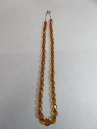 Vtg Deco Faceted Amber Applejuice Bakelite Graduated Beads Necklace 18 "