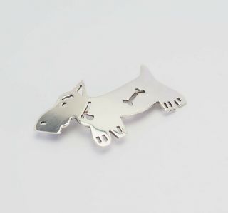 Whimsical Sterling Silver Scottie Scotch Terrier Dog Bone Vintage Pin Anni,  Co