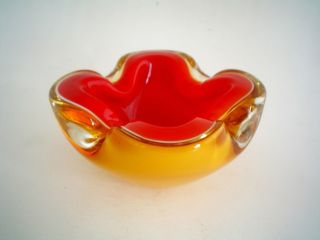 Vintage Murano Gold And Red Art Glass Bowl