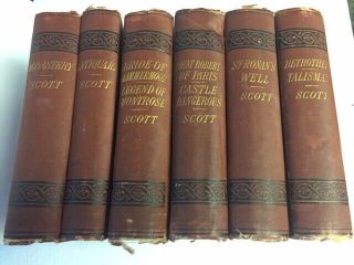 Vintage Set Of 6 Waverley Novels Sir Walter Scott Antiquary Bride Of Lammermoor,