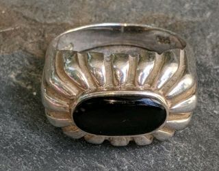 Vintage Taxco 925 Sterling Silver Onyx Ring Size 7.  5