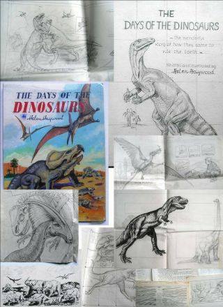 1964 Manuscript Book On Dinosaurs Fine Drawings & Artwork Paleontology Fossils