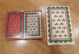 Vtg Hallmark Bridge Double Deck Playing Cards Holiday Holly & Scorepad Christmas