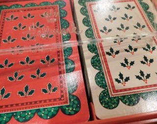 VTG Hallmark Bridge Double Deck Playing Cards HOLIDAY HOLLY & Scorepad Christmas 3