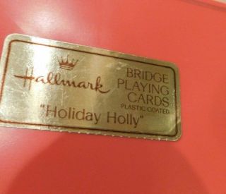 VTG Hallmark Bridge Double Deck Playing Cards HOLIDAY HOLLY & Scorepad Christmas 4