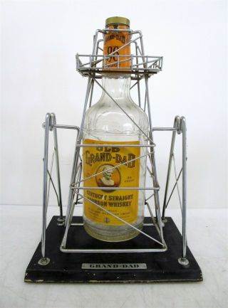 Vintage Old Grand - Dad Gallon Glass Bottle W/ Oil Derrick Stand