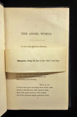 1850 THE ANGEL WORLD And Other Poems by Philip James Bailey,  London,  Festus 3