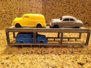 Vintage Marx Sou 51100 Car Carrier With 3 Cars.  Flat Car Is Not