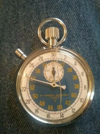 Vintage Stopwatch Compass Instrument 1/10 Shock Resistant 7 Jewels Switzerlan