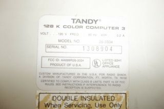 TANDY COLOR COMPUTER 3 128K w/ FD502 Floppy Drive MODEL 26 - 3334 4