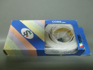 Nos Vintage Silva Handlebar Cork Tape With Eddy Merckx Labels - White