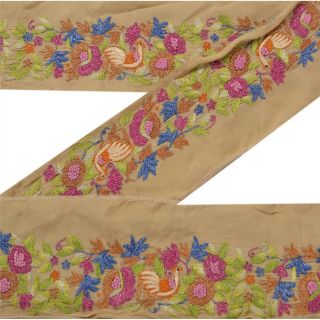 Sanskriti Vintage Cream Sari Border Embroidered Craft Trim Sewing Deco Lace