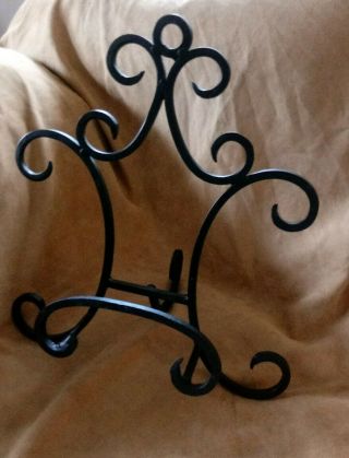 Vintage Wrought Iron Scroll Book Holder Frame Art Picture Easel 15 " ×13 " ×3.  5 " X9 "
