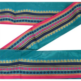 Sanskriti Vintage Decor Sari Border Woven Trim Sewing Blue Craft Decor Lace