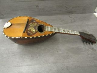 Vintage 8 String Lute Butterfly Design Z Imprint On Head Parts Repair Project