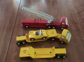 Vintage Tonka Toys Trucks,  Car,  Trailer,  Fire Ladder